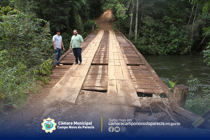 Vereadores solicitam reforma em ponte com risco de desabamento sobre o Rio do Sangue
